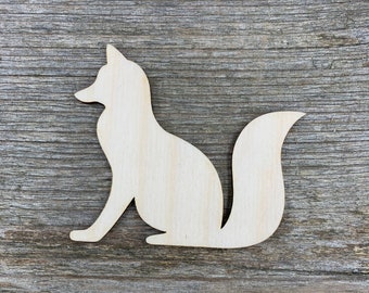 Wooden fox shape, various sizes, for crafts , decoration, natural wood
