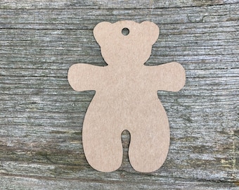 Blank paper tags, card stock teddy bear,  price label recycled cardboard