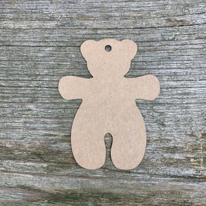 Etiquetas de papel en blanco, oso de peluche de tarjeta, etiqueta de precio de cartón reciclado