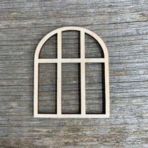 Arch window, wooden window  frame, fairy, elf door window, doll house window, bird house, various sizes, for crafts , natural wood