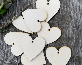 Blank Plywood Hearts: 5cm Unpainted Wooden Tags, Wedding Favors