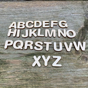 Letras de madeira de 1,5 cm - 4,5 cm, alfabeto, sem pintura, decoupage, compensado, madeira natural