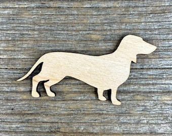 Wooden  Dachshund dog shape,  various sizes, for crafts , decoration, natural wood