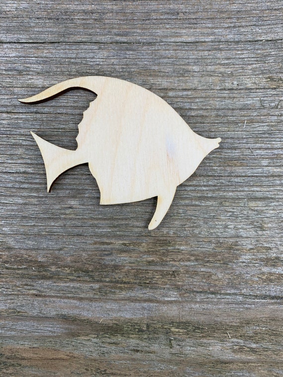 Wooden fish, wooden shapes, tropical fish, various sizes, for crafts ,  decoration, natural wood