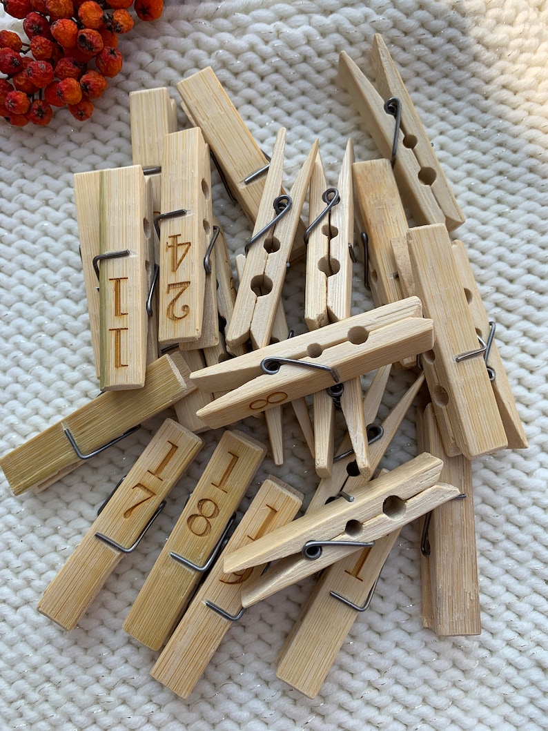 24 Natural Wooden Clothes Pegs Perfect for AdventWooden Shapes for Crafts