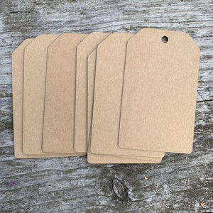 Etiquetas de papel en blanco de 9 x 5,5 cm, etiqueta de equipaje, papel de tarjeta ecológica, papel reciclado, etiquetas cuadradas, favores de boda, etiquetas de precio, etiquetas de regalo, vintage