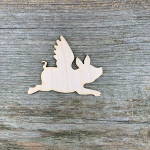 Fliegendes Schwein aus Holz, Ferkel, verschiedene Größen, zum Basteln, Dekoration, Naturholz