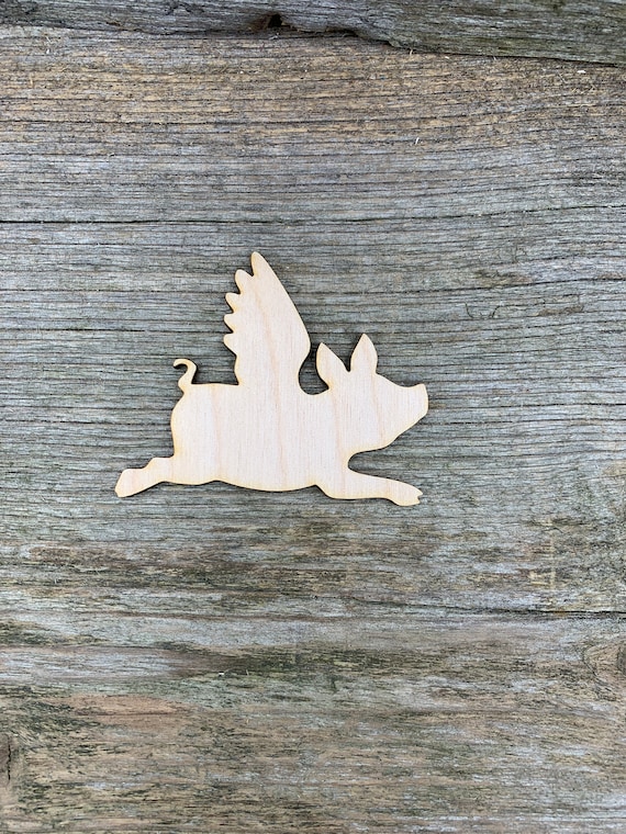 Wooden Flying Pig, Piglet, Various Sizes, for Crafts Decoration