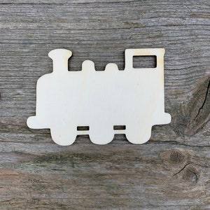 Locomotiva a vapor de madeira, trem, vários tamanhos, para artesanato, decoração, madeira natural compensado de 3 mm
