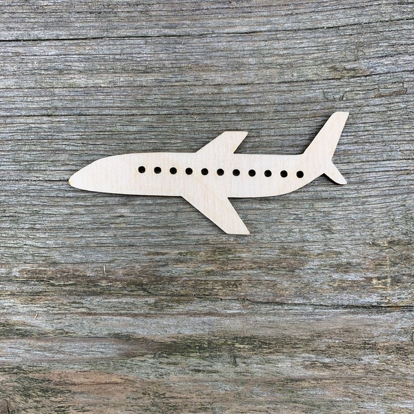 Forma de avión de madera, avión de pasajeros de varios tamaños, para artesanías, decoración, madera natural