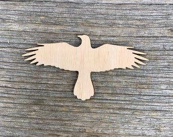 Flying crow Wood Cutout – Laser Cut Raven– Unfinished Wood  – Wooden Craft Blank – DIY Supply