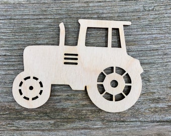 Forme de tracteur en bois, tracteur de ferme, différentes tailles, pour l'artisanat, la décoration, le bois naturel