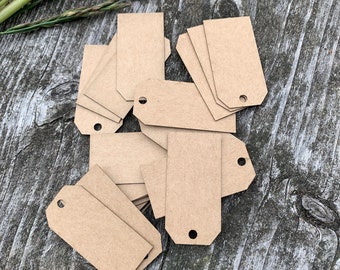 Mini Eco Brown Paper Tags: 4 x 2 cm, Geschenkanhänger Hochzeit