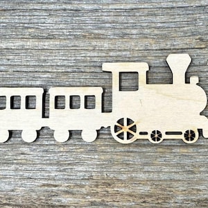 Locomotive à vapeur en bois, train, différentes tailles, pour travaux manuels, décoration, bois naturel contreplaqué de 3 mm