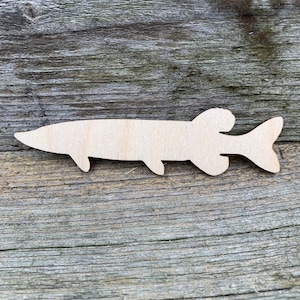 Wooden Pike fish, wooden fish, for craft, wooden tag, blank