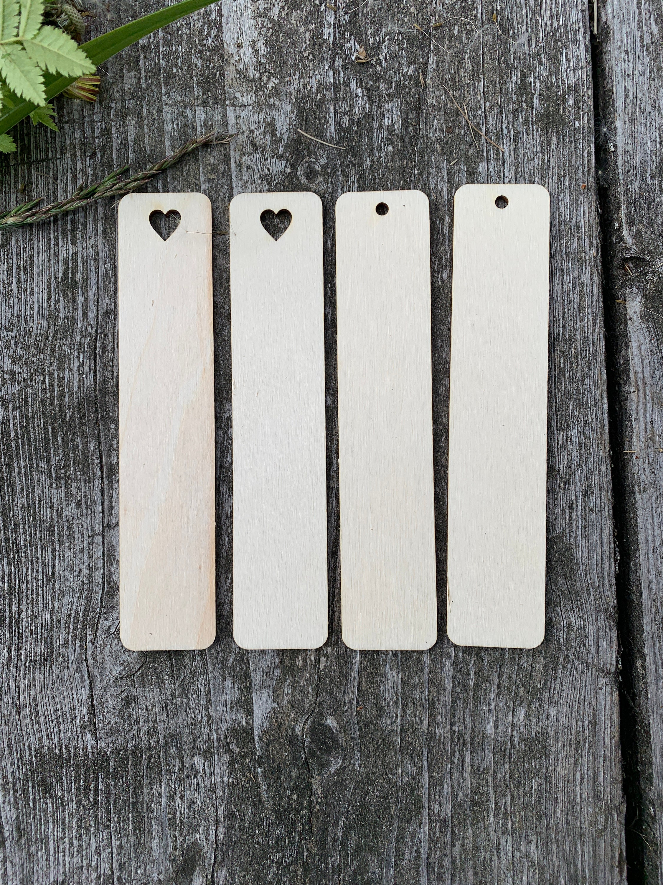 Wood Bookmark Bulk Blank Bookmarks with Ropes Wooden Book Markers Rectangle  Thin Hanging Tag with Holes