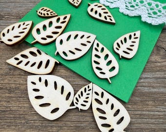 Mini Hölzernes Tropisches Blatt, unlackiertes Pappelsperrholz, Decoupage Hochzeitsgastgeschenke