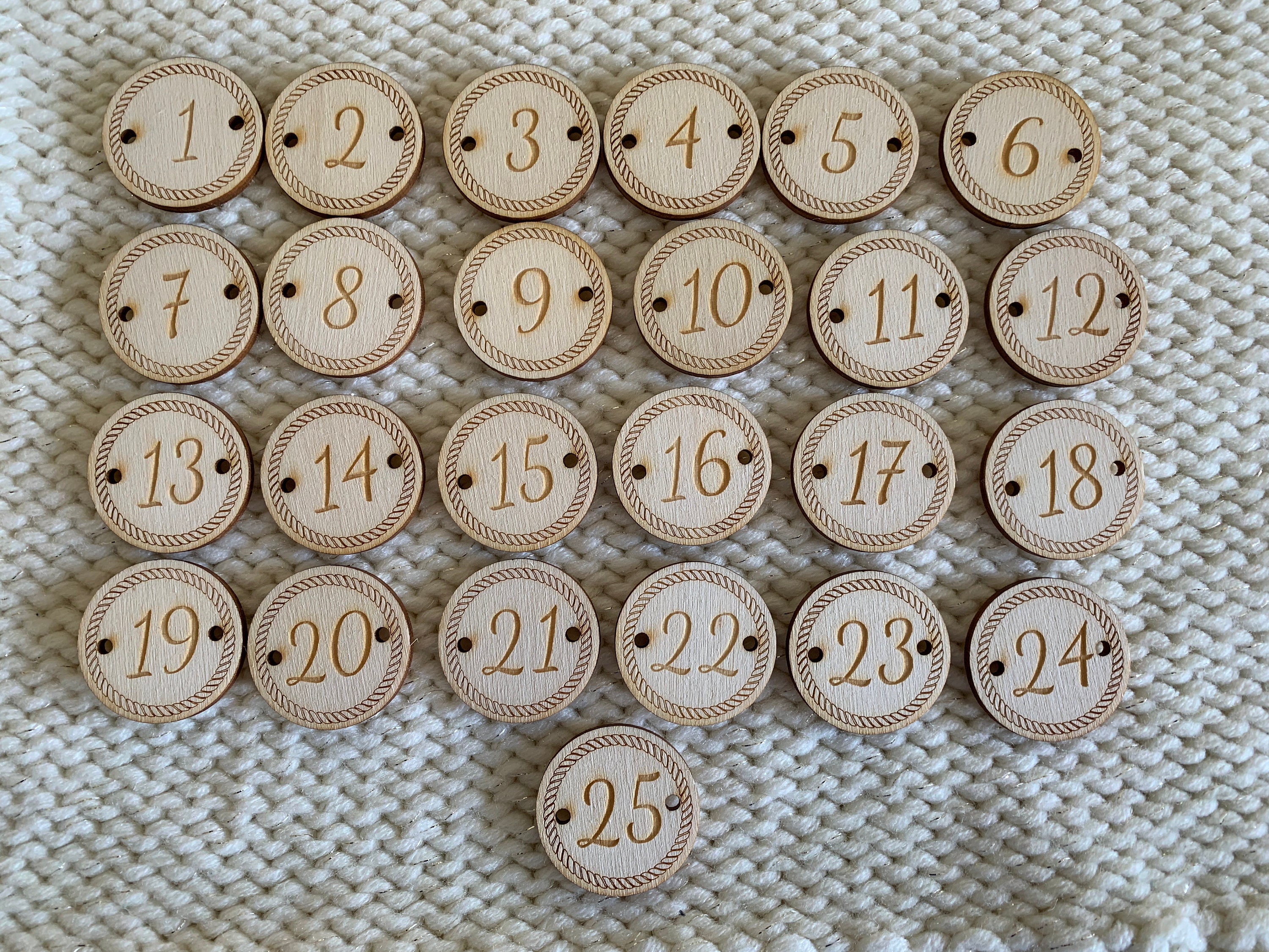 Advent calendar numbers Wooden numbers tags natural wood Etsy