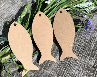 Fischetiketten aus recyceltem Papier - Blanko Kraftpapier Etiketten
