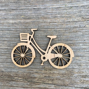 Forma de bicicleta de madera, bicicleta con cesta, varios tamaños, para manualidades, decoración, madera natural