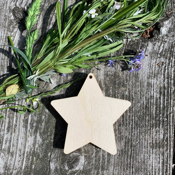 6 cm  - 2.36" Blank wooden tags, stars, plywood, unpainted, gift decoration,wedding favours, decoupage, natural wood