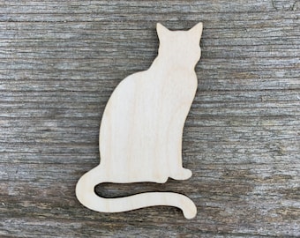Wooden cat shape, various sizes, for crafts , decoration, natural wood