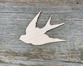 Wooden swallow shape,  flying bird, various sizes, for crafts , decoration, natural wood