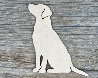 Wooden  Labrador  dog shape, various sizes, for crafts , decoration, natural wood