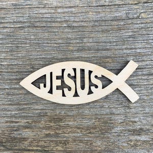 Wooden Christian fish shape, Jesus fish,  Ichthys, various sizes, for crafts , decoration, natural wood