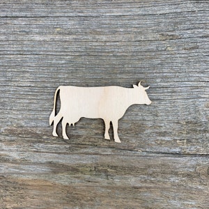 Forma de vaca de madera, varios tamaños, para manualidades, animales de granja, decoración, madera natural