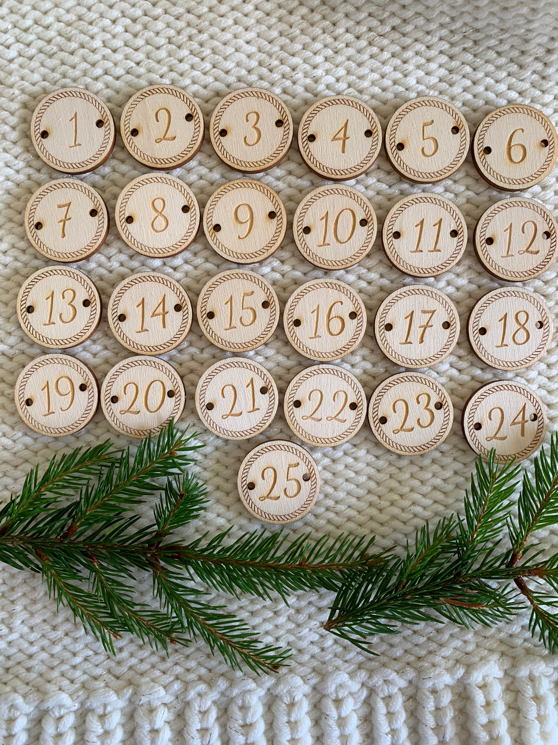 Advent kalender nummers Houten nummers tags natuurlijk hout Etsy