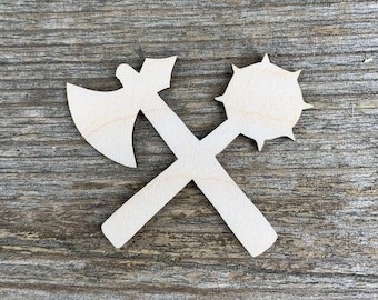 Birch Plywood Axe & Morning Star Shape: Laser Cut Craft Embellishments