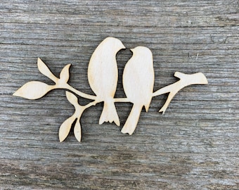 Forme d’oiseau en bois, oiseaux d’amour, oiseaux sur branche, différentes tailles, pour l’artisanat, la décoration, le bois naturel