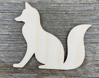 Wooden fox shape, various sizes, for crafts , decoration, natural wood