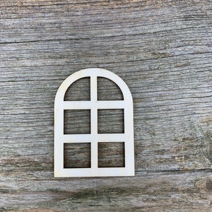 Wooden window,arch window,  fairy window, elf door window, doll house window, various sizes, for crafts , decoration, natural wood