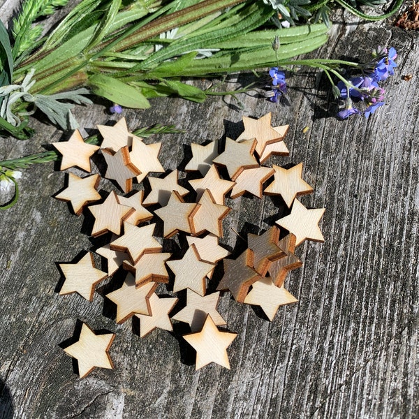1.5 cm - 0.59" Blank wooden tags, mini stars , unpainted, gift decoration,wedding favours, decoupage