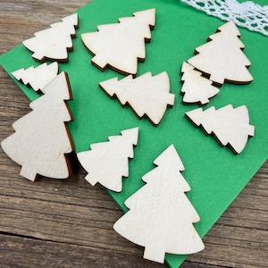 Mini wooden tree cutouts- Christmas tree shapes - 2 - 4 cm - card making & scrapbooking