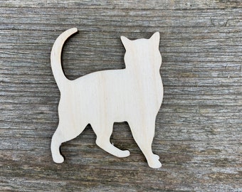 Forme de chat en bois, de différentes tailles, pour l’artisanat, la décoration, le bois naturel