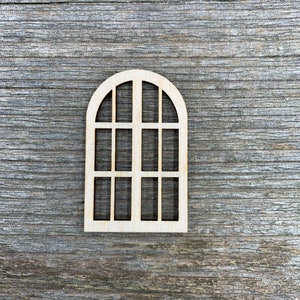 Wooden window,arch window,  fairy window,  elf door window, doll house window, various sizes, for crafts , decoration, natural wood