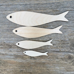 Wooden Sardines Blanks 1-100 pcs - Laser Cut Fish Shapes, Birch Plywood Unfinished craft supply