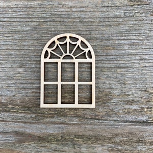 Wooden window,arch window,  fairy window, elf door window, doll house window, various sizes, for crafts , decoration, natural wood