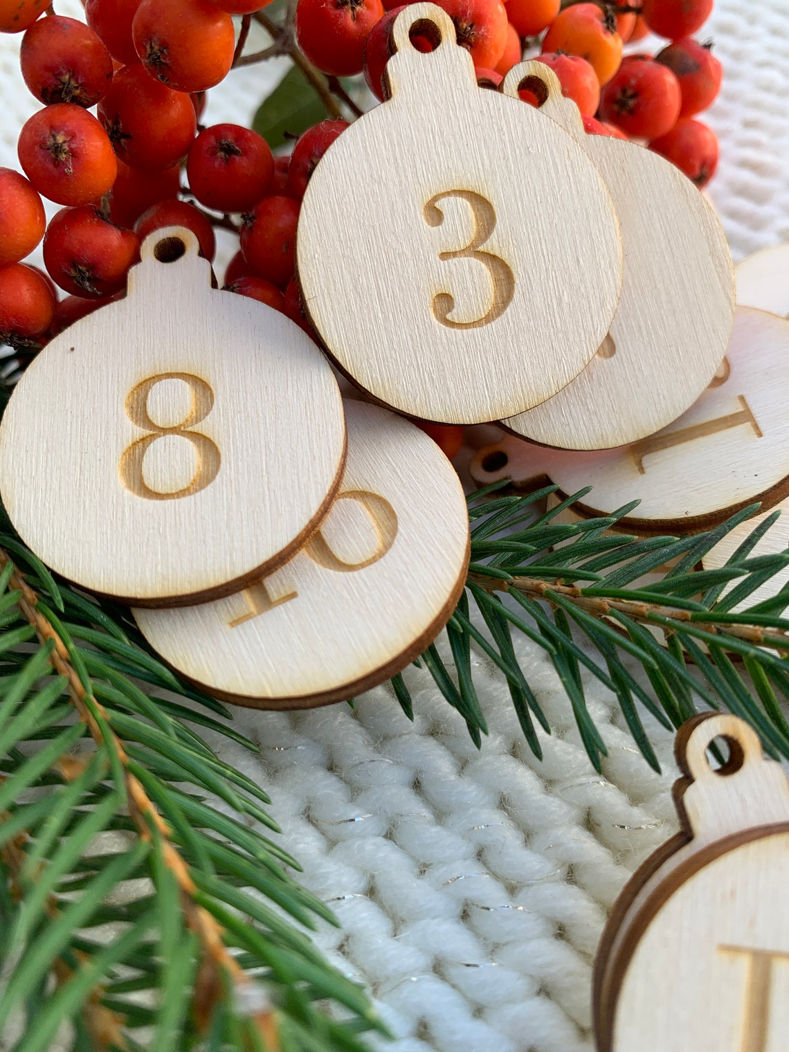 Advent calendar Wooden number tags natural wood reusable Etsy