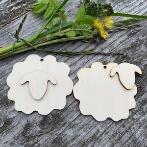 Etichette di legno vuote, pecora, agnello, non verniciate, decorazione regalo, Pasqua, decoupage, compensato