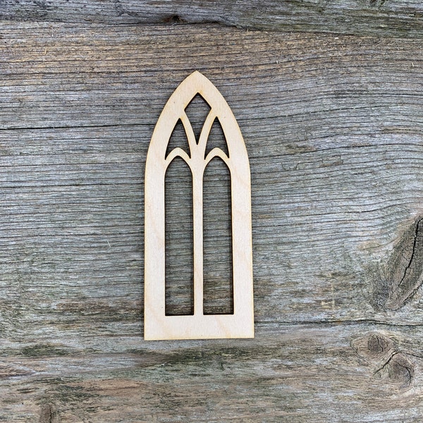 Wooden Gothic window, window, church window various sizes, for crafts , decoration, natural wood