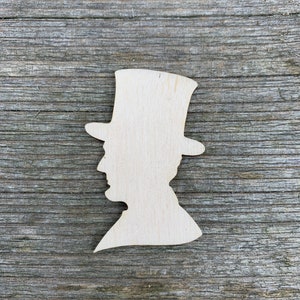 Wooden Abraham Lincoln shape,  various sizes, for crafts , decoration, natural wood