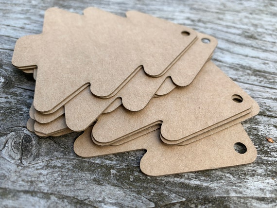 Blank Eco Card Paper Tags: Christmas Tree Shape, 8cm x 7cm