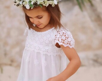 Little Girls Sweater Lace Flower Pure Color