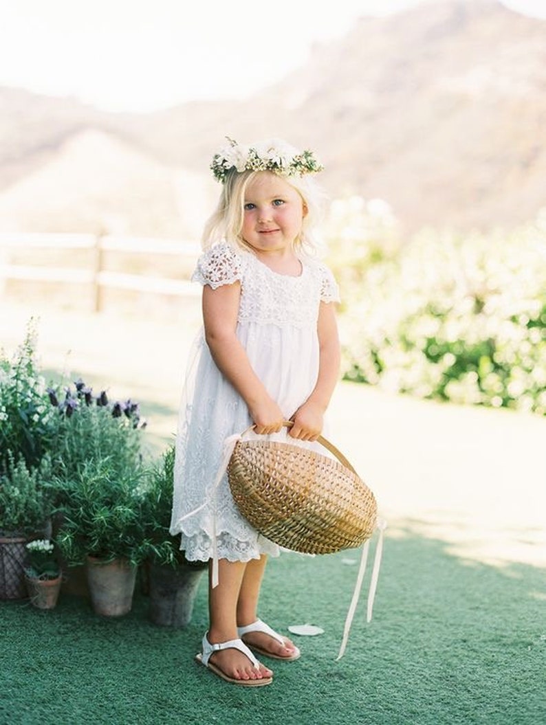 Claire Lace Flower Girl Dressrustic Flower Girl Etsy