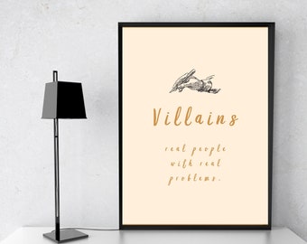 Villains Definition Printable Art, Villains Quote Digital Art, Villains Printable Quote, Villains Definition - INSTANT DOWNLOAD