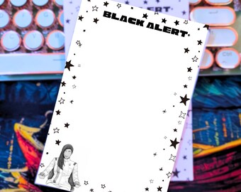 Black Alert Notepad | Sci-Fi Inspired 4x6 Memo Pad | Handmade Fandom Stationery